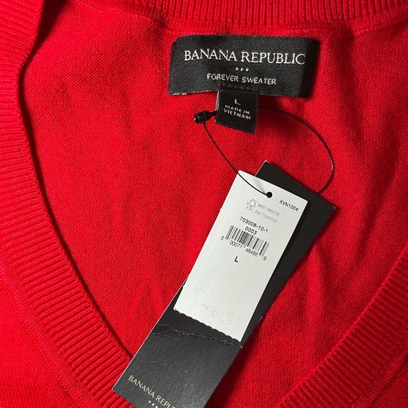 Banana Republic red Forever V-neck sweater sz L - Picture 2 of 5